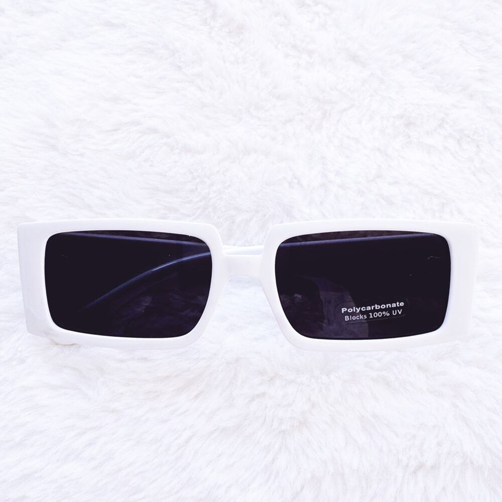 Abigail White Rectangular Sunglasses